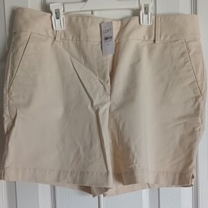 LOFT Cream Bermuda Shorts Tailored Fit